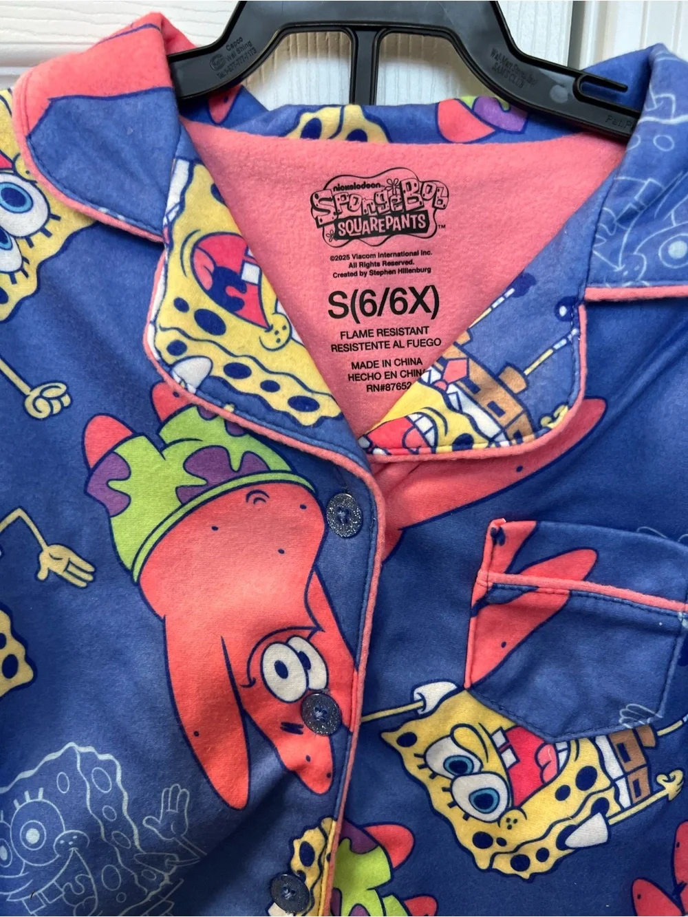 SpongeBob SquarePants Girls Long Sleeve Shorts Pajama Set NWT size 6/6x $15